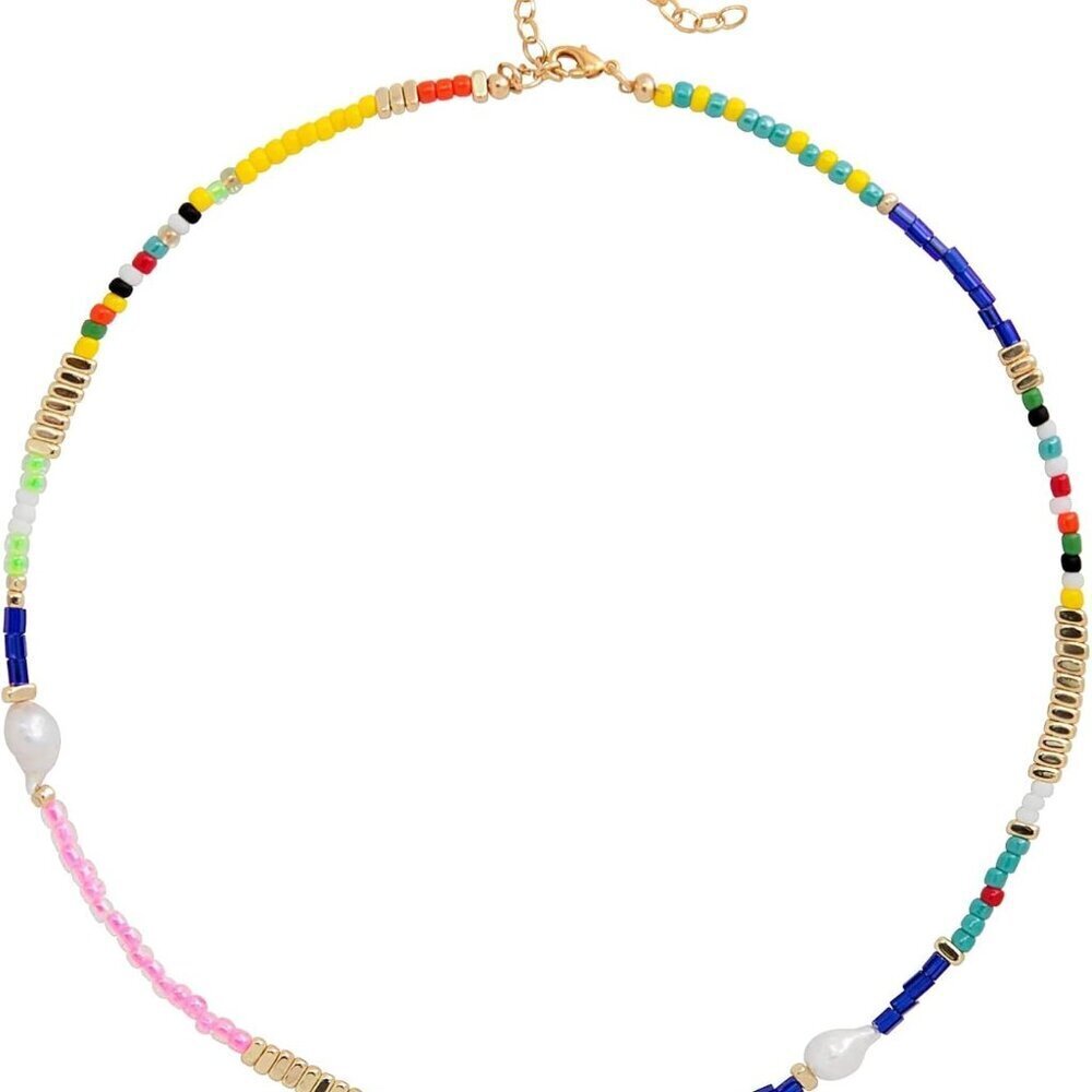 Colorful Beaded Pearl Necklace for Women Freshwater Bead Choker Trendy Gift